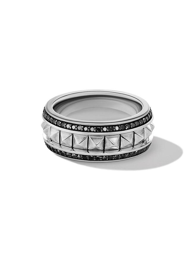 Mens Pyramid Pav Diamond Sterling Silver Band Ring Product Image