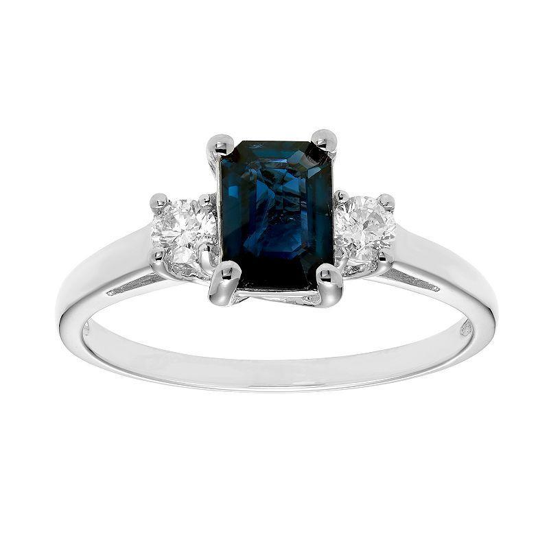 The Regal Collection 14k Gold Sapphire & 1/5 Carat T.W. IGL Certified Diamond 3-Stone Ring, Womens Blue Product Image