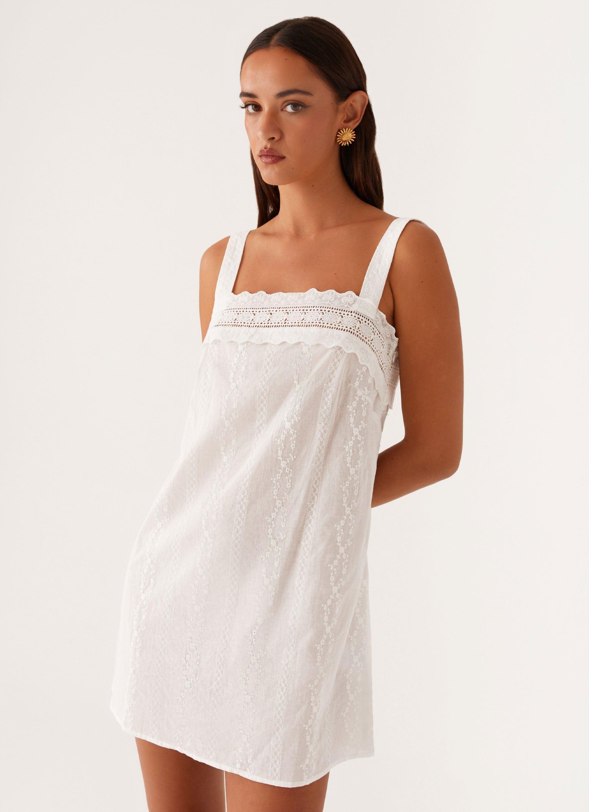 Calla Broderie Mini Dress - White Product Image