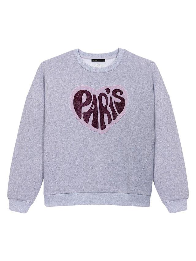 Womens Paris Heart Patch Sweatshirt Product Image