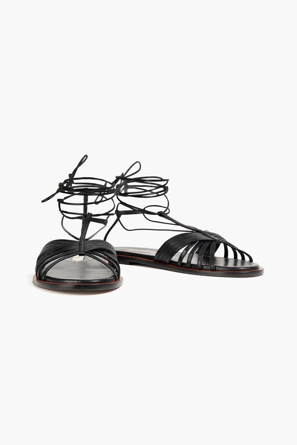 Lace-up Leather Sandals In Black product image