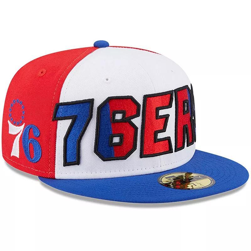 Mens New Era White/Royal Philadelphia 76ers Back Half 9FIFTY Fitted Hat Product Image