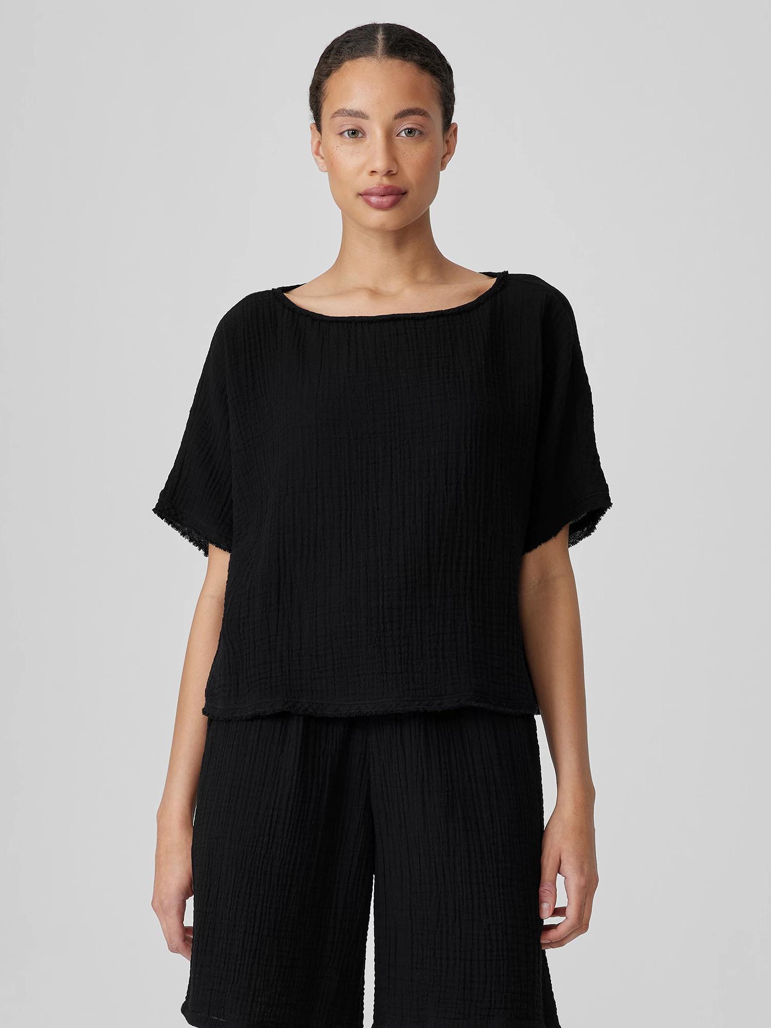 EILEEN FISHER Organic Cotton Lofty Gauze Bateau Neck Topfemale product image