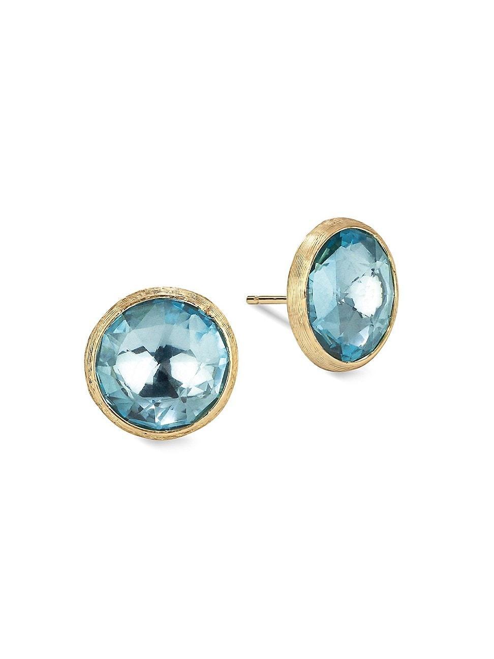 Womens Jaipur Color 18K Yellow Gold & Blue Topaz Stud Earrings Product Image