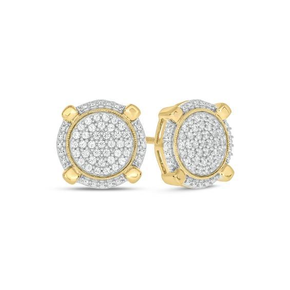 Men's 1/4 CT. T.w. Multi-Diamond Frame Vintage-Style Compass Stud Earrings in 10K Gold Product Image