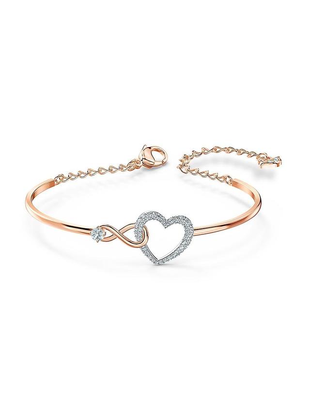 Swarovski Two-Tone Crystal Heart & Infinity Symbol Bangle Bracelet Product Image