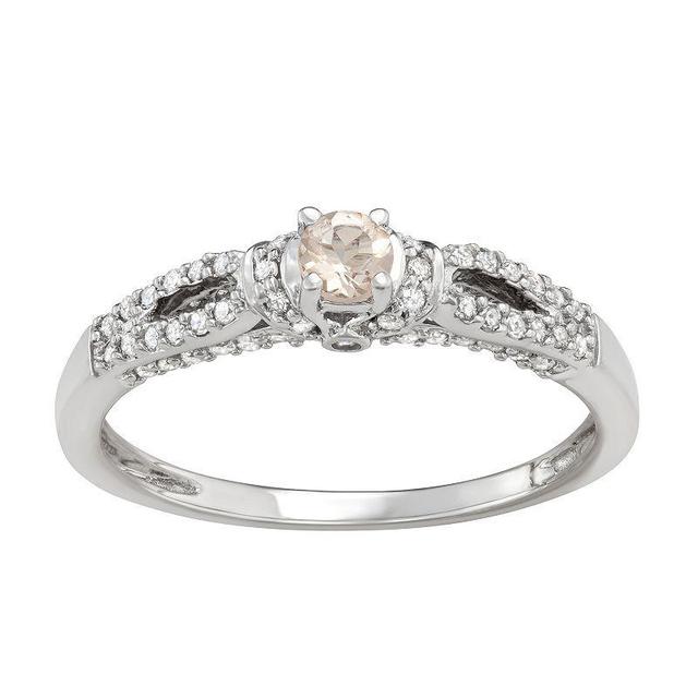 14k White Gold 1/3 Carat T.W. Diamond & Morganite Engagement Ring, Womens 10k Whgold Product Image