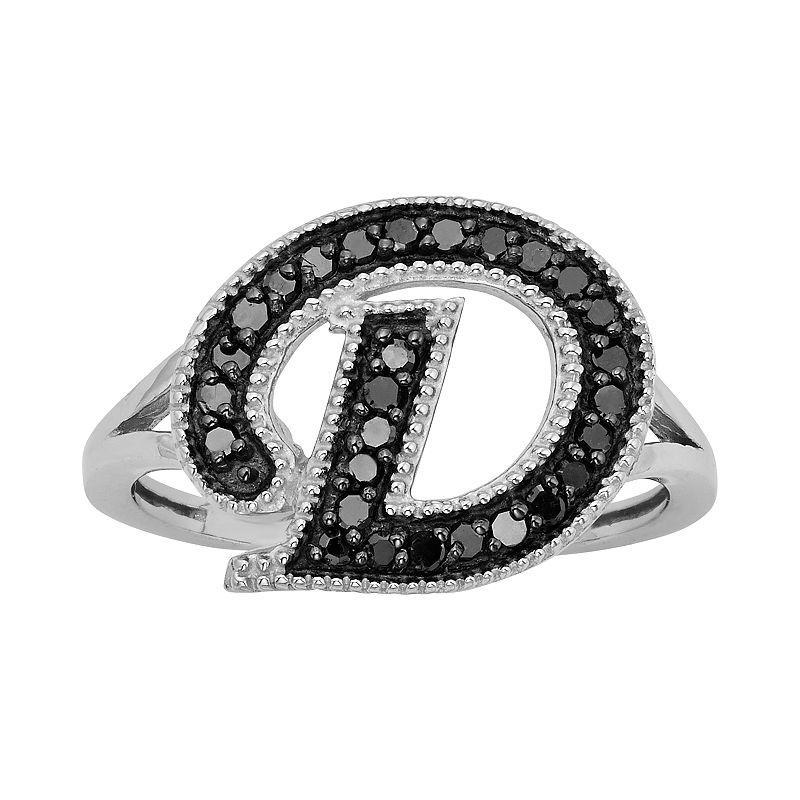 Jewelexcess Sterling Silver 1/4-ct. T.W. Black Diamond Initial Ring, Womens Product Image