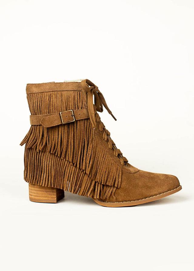 Nika Leather Fringe Boot in Pecan Product Image