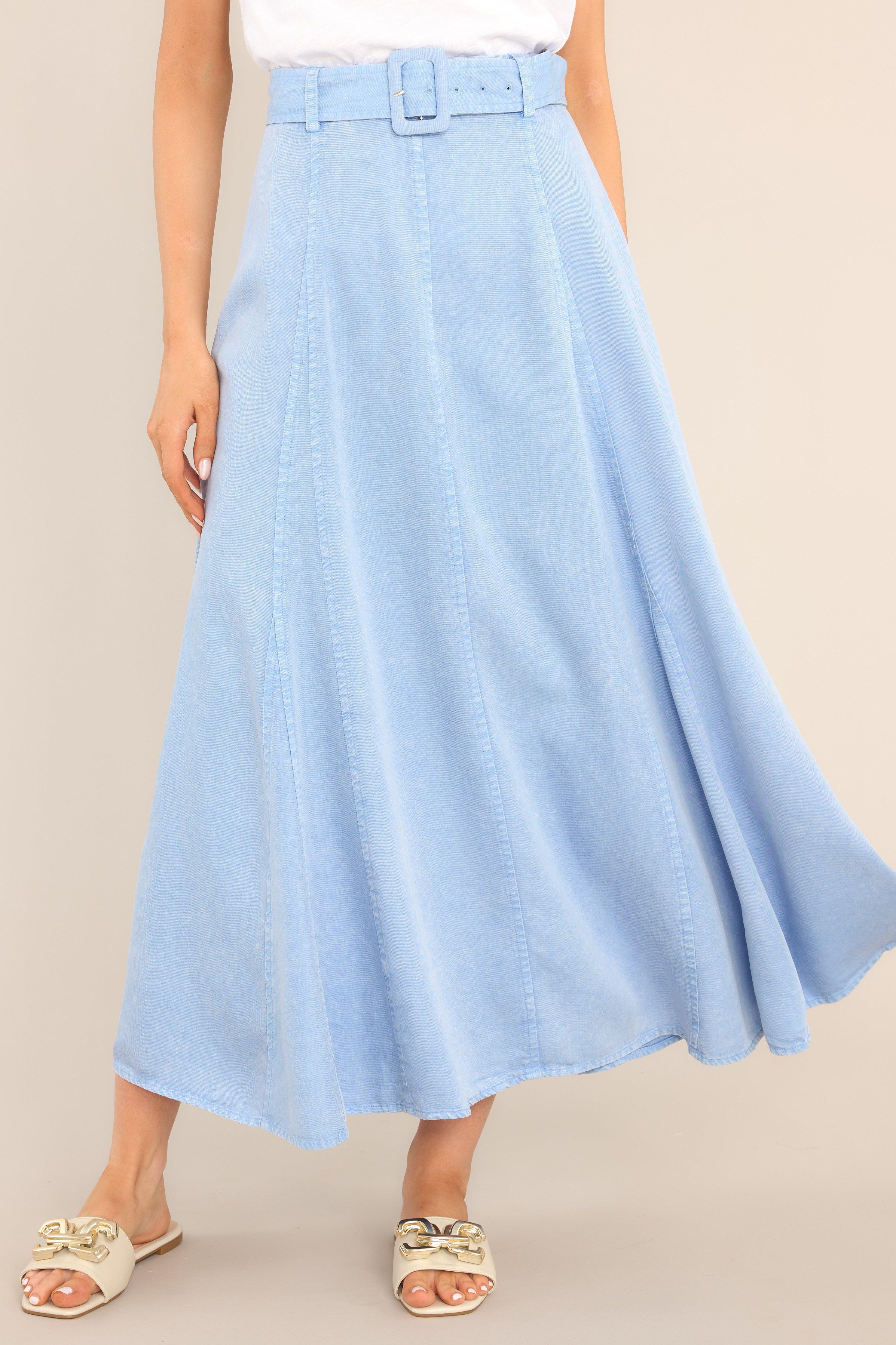 Stay True Chambray Maxi Skirt Sky Blue Product Image