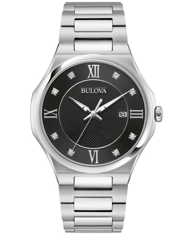 Bulova Mens Diamond Accent Stainless Steel Bracelet Watch 41mm Product Image