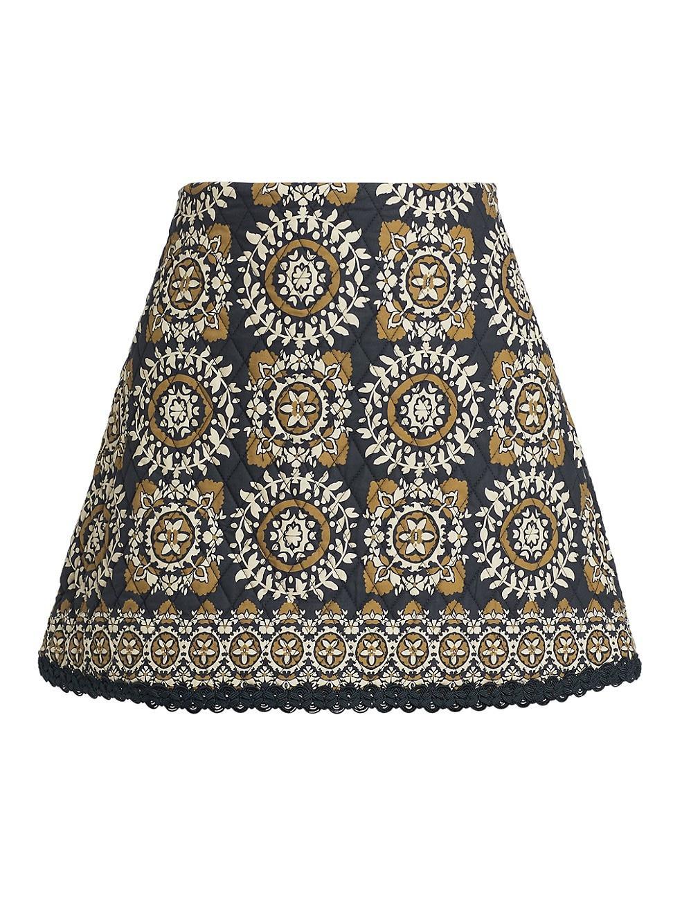 Womens Chrissy Printed Quilted Cotton A-Line Miniskirt product image