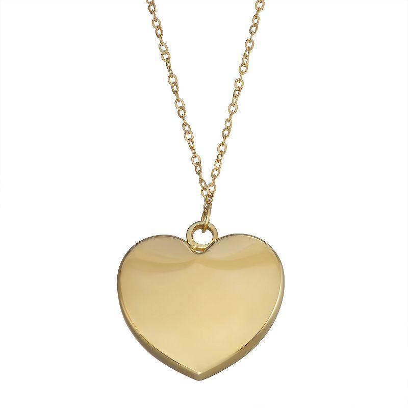 10k Gold Polished Puffed Heart Pendant Necklace, Womens Product Image