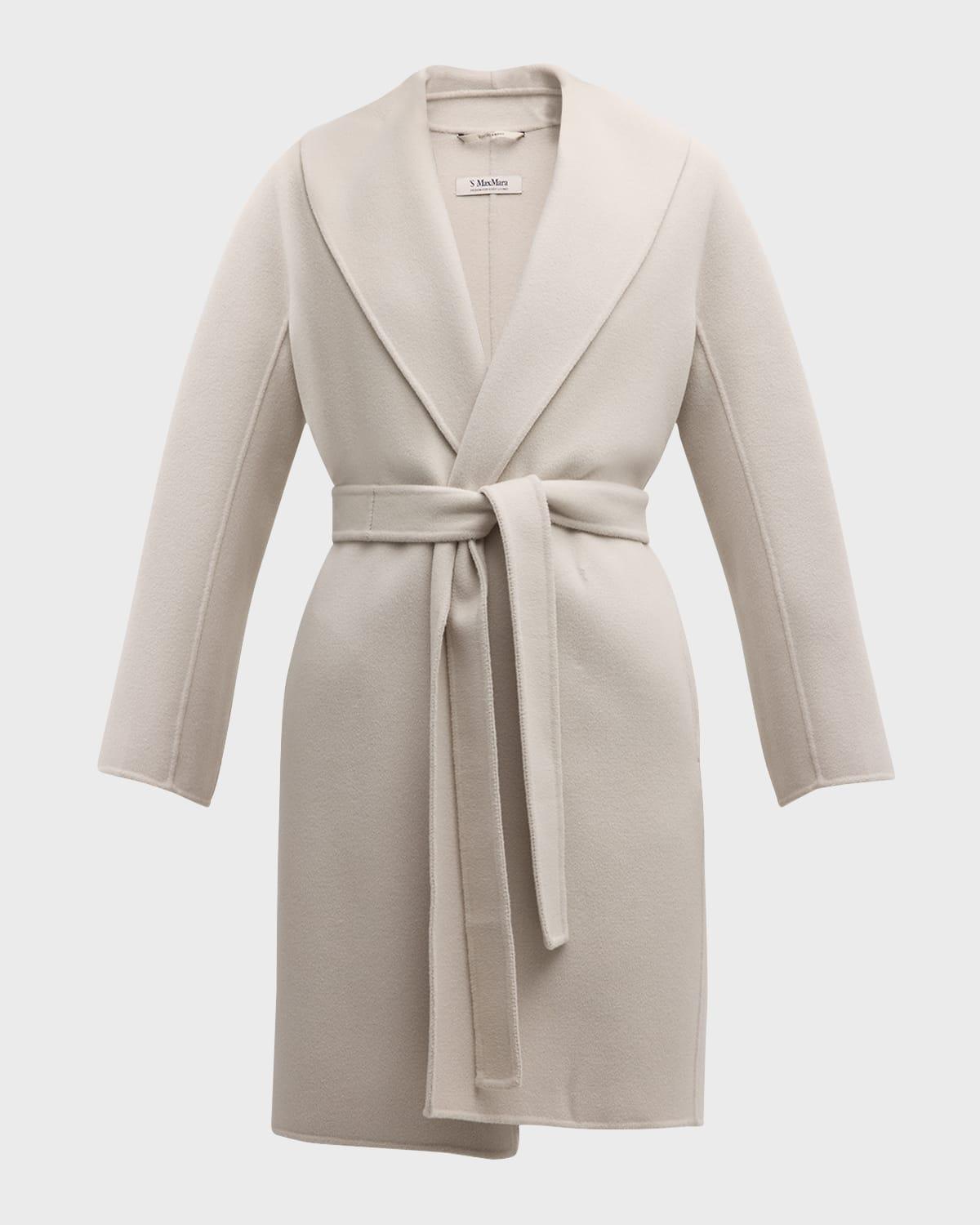 MAX MARA Messi Brushed Wool Belted Coat In Pearl Grey Product Image