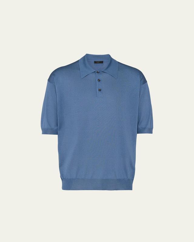 Mens Silk Knit Polo Shirt Product Image