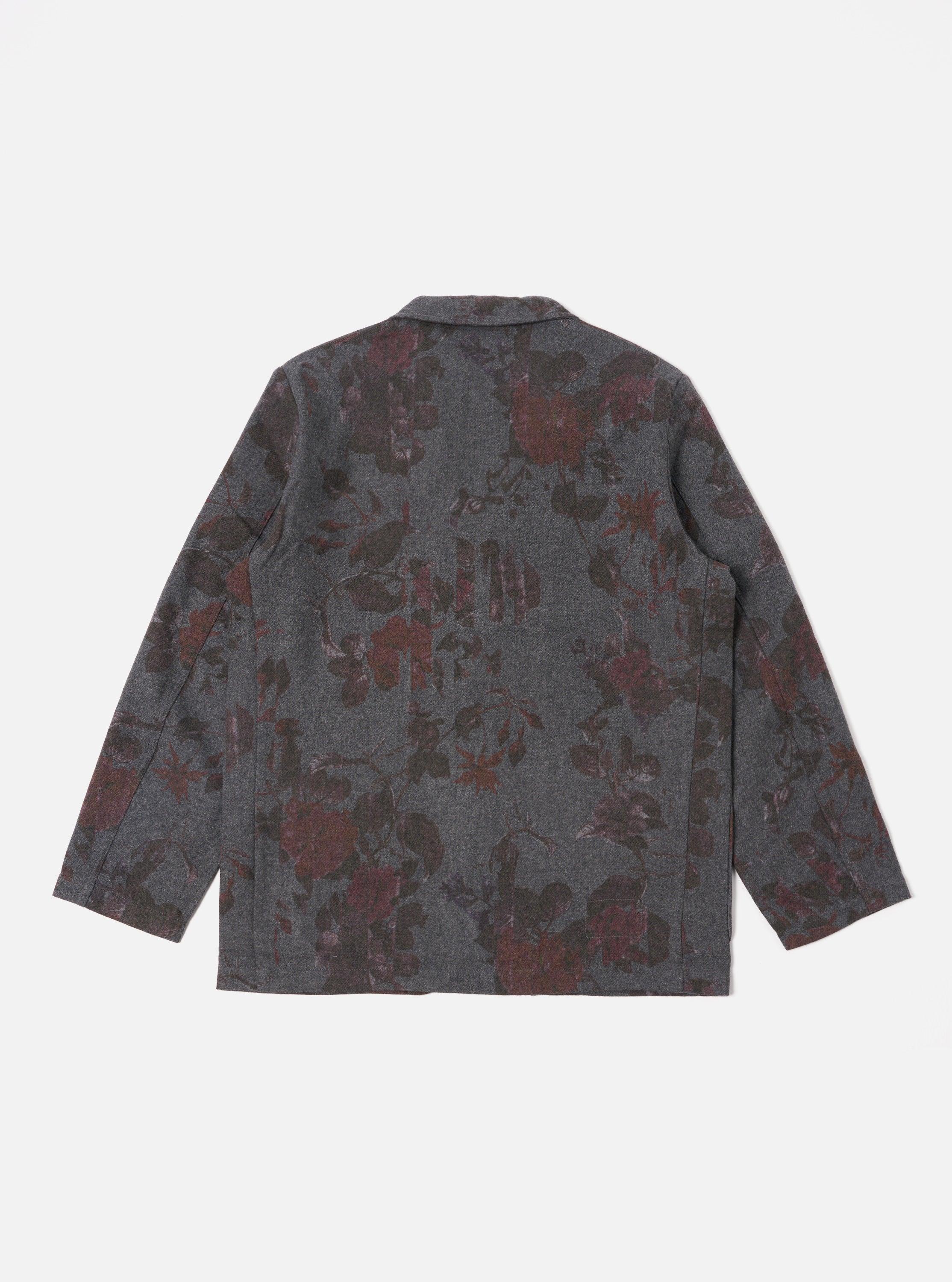 Universal Works Three Button Jacket in Mid Grey Printed Flannel Product Image