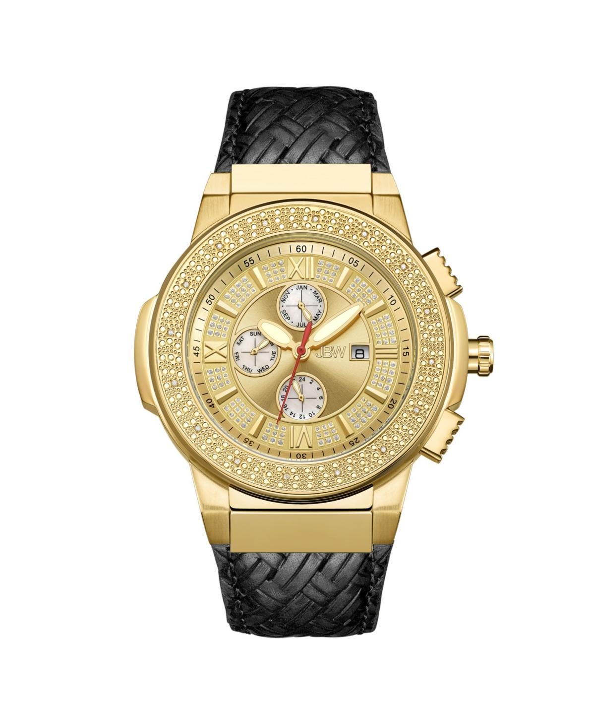 Men's JBW Saxon 1/6 CT. T.w. Diamond and Crystal 18K Gold Plate Strap Watch with Gold-Tone Dial (Model: Jb-6101L-J) Product Image