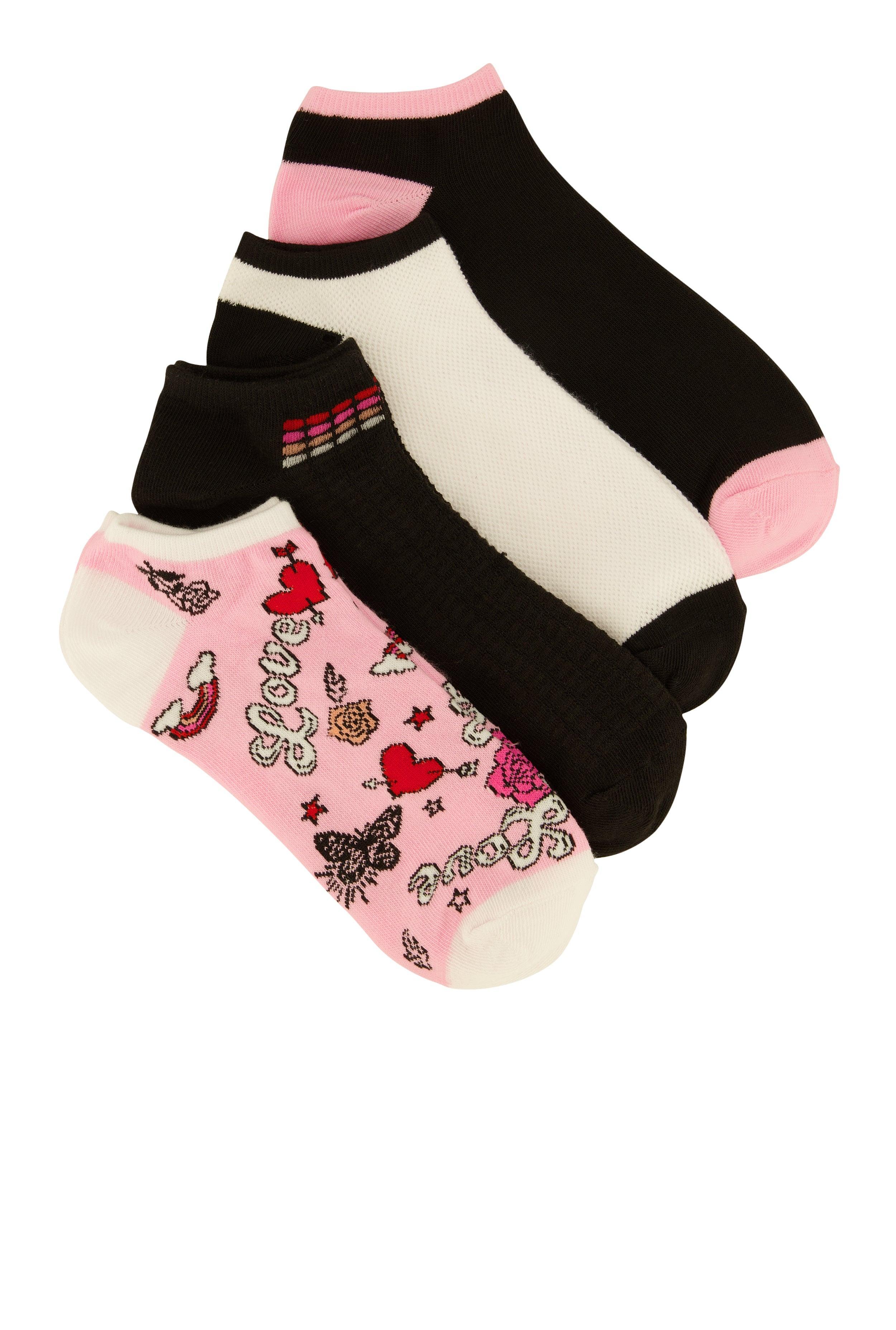 Love Patterned Socks 4 Pack Size 10-13 Female Product Image