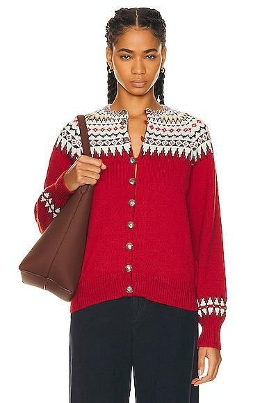 BODE Oslo Cardigan in Red - Red. Size S (also in L, M). Product Image