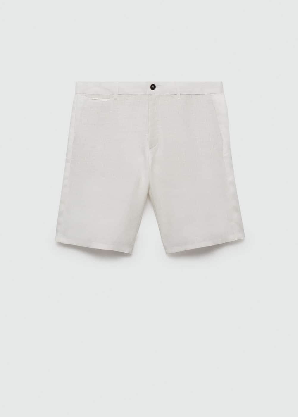 MANGO MAN - Slim fit 100% linen Bermuda shorts whiteMen Product Image