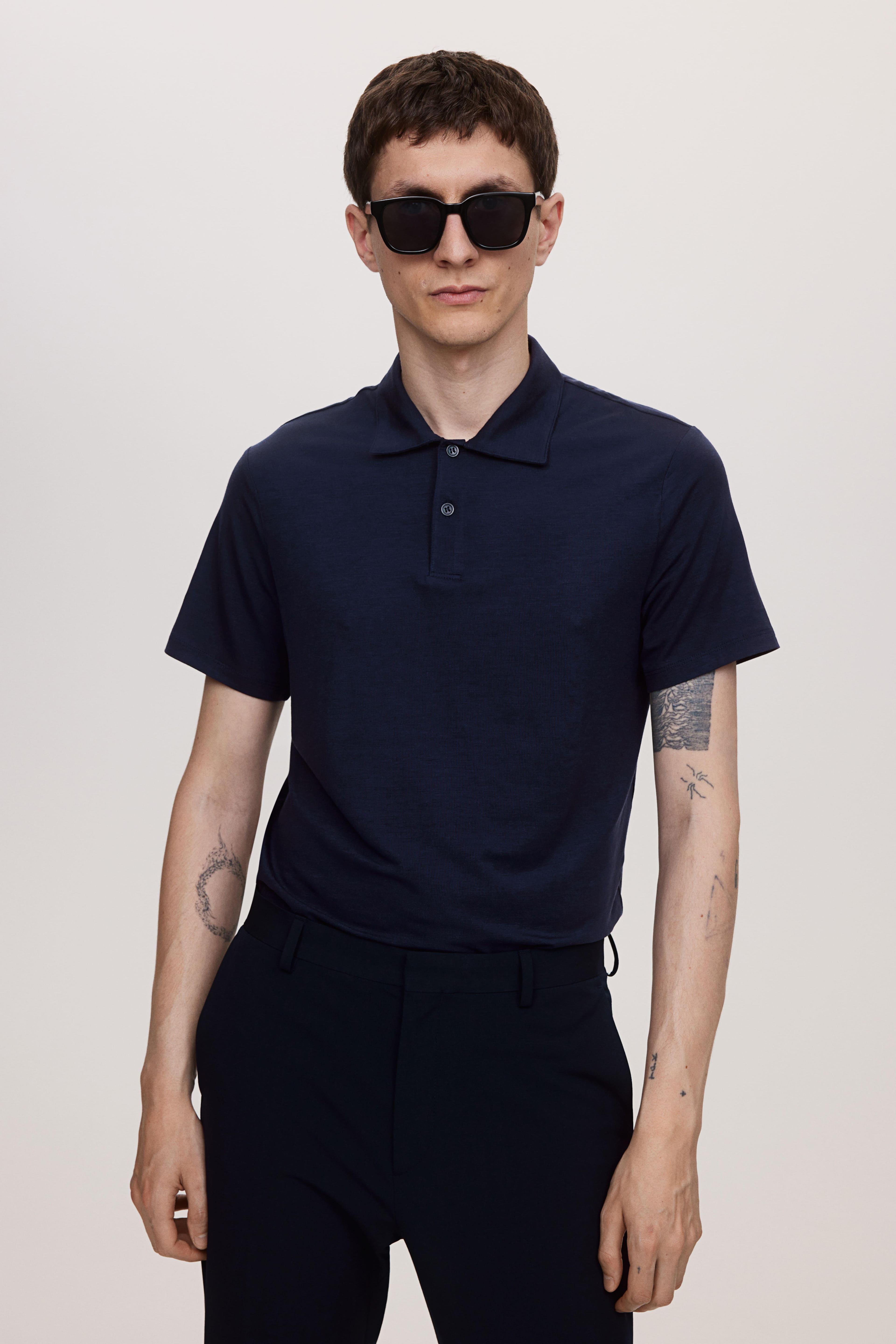 Slim Fit Lyocell Polo Shirt Product Image