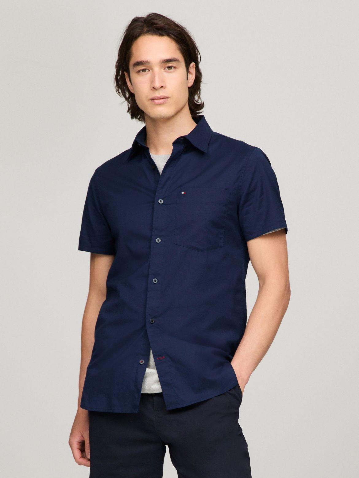 Tommy Hilfiger Men's Short-Sleeve Slim Fit Poplin Shirt Product Image