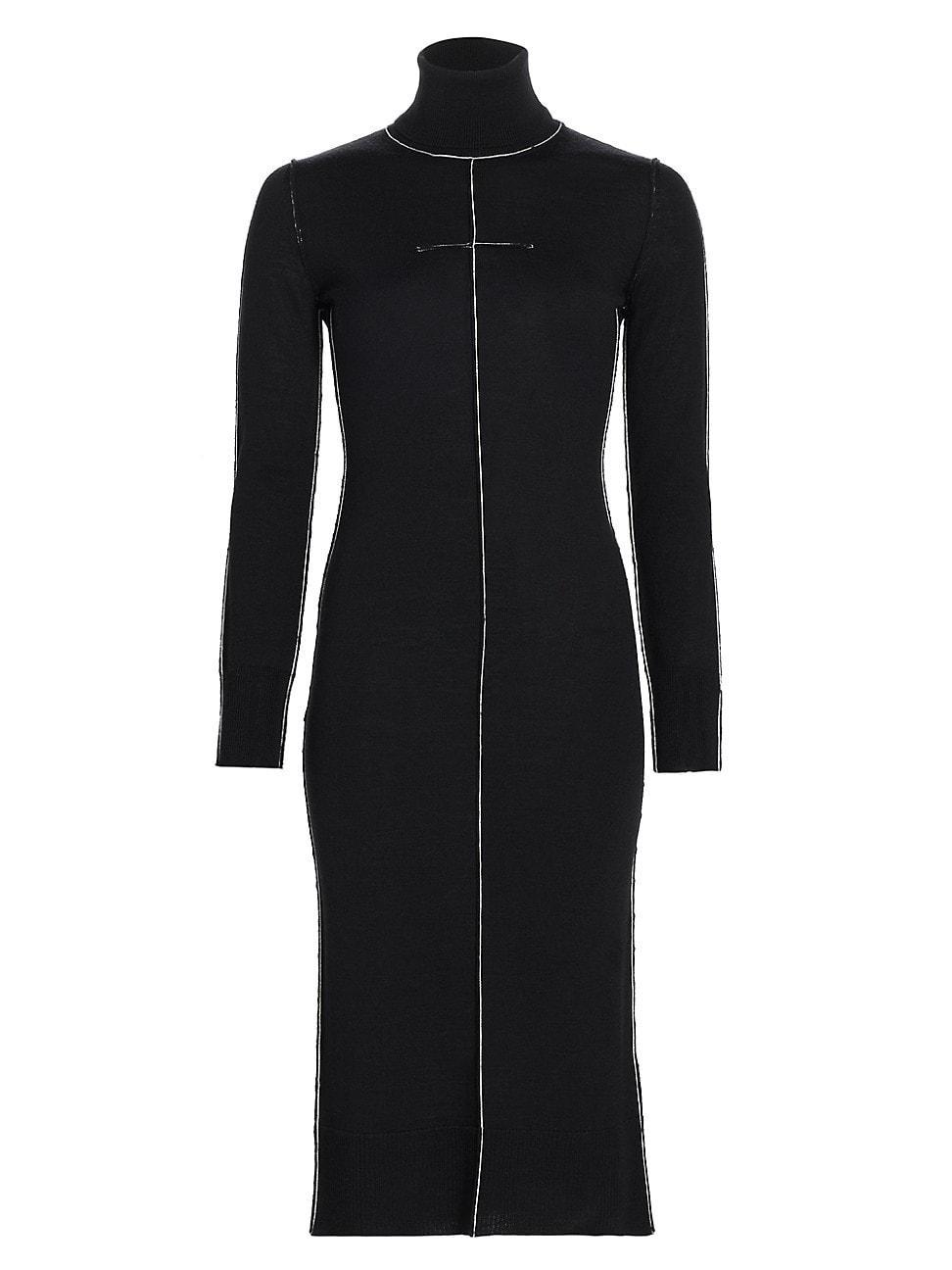 Womens Exposed-Seam Wool-Blend Knit Midi-Dress Product Image