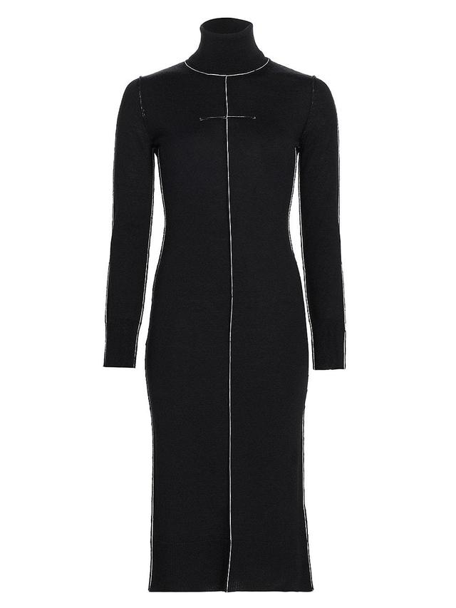 Womens Exposed-Seam Wool-Blend Knit Midi-Dress Product Image