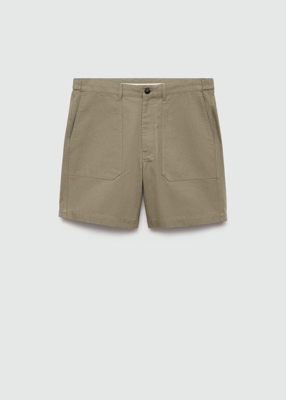 MANGO MAN - 100% herringbone cotton Bermuda shorts khakiMen Product Image