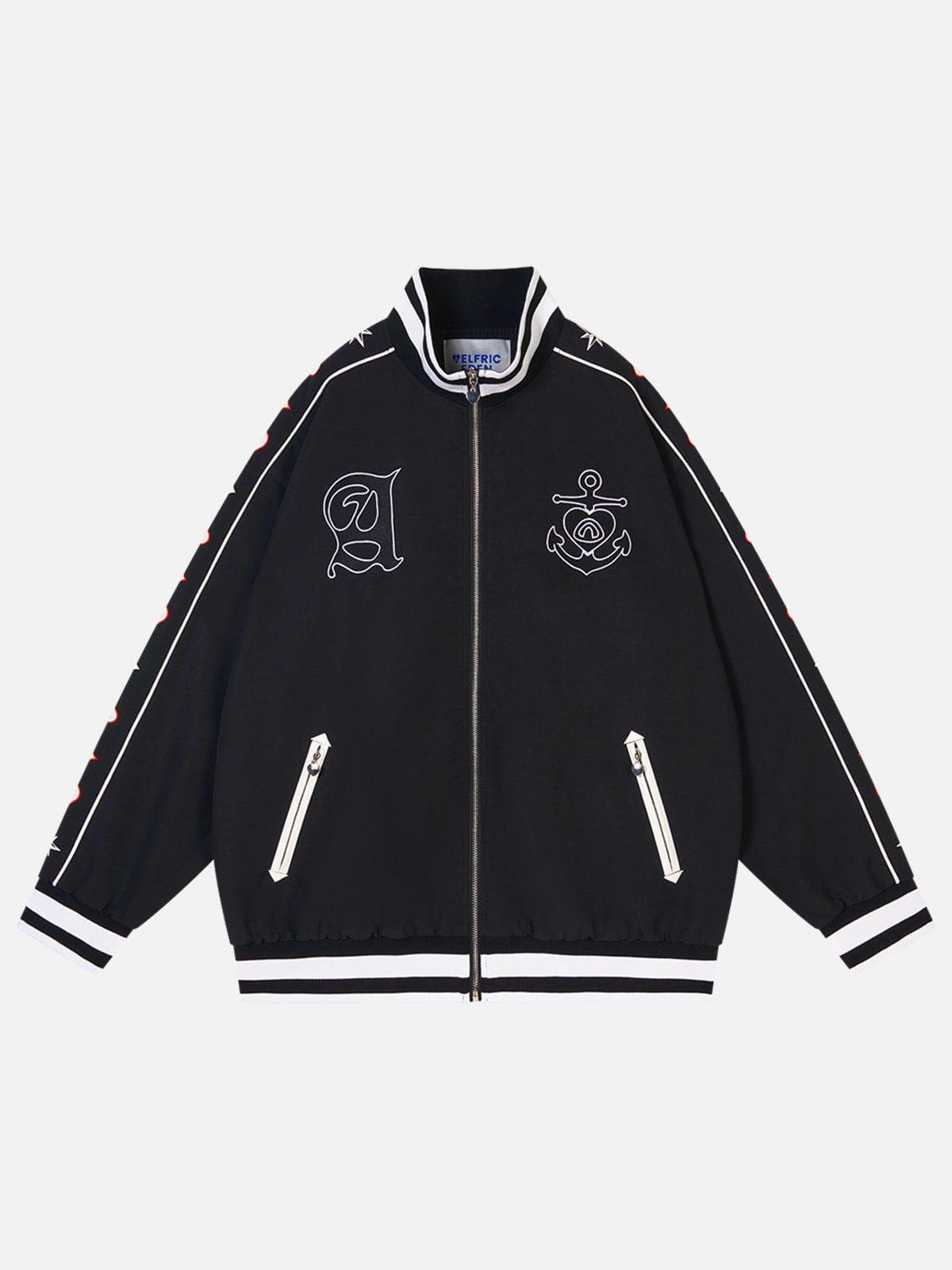 Aelfric Eden Embroidery Ship Anchor Bomber Jacket Product Image