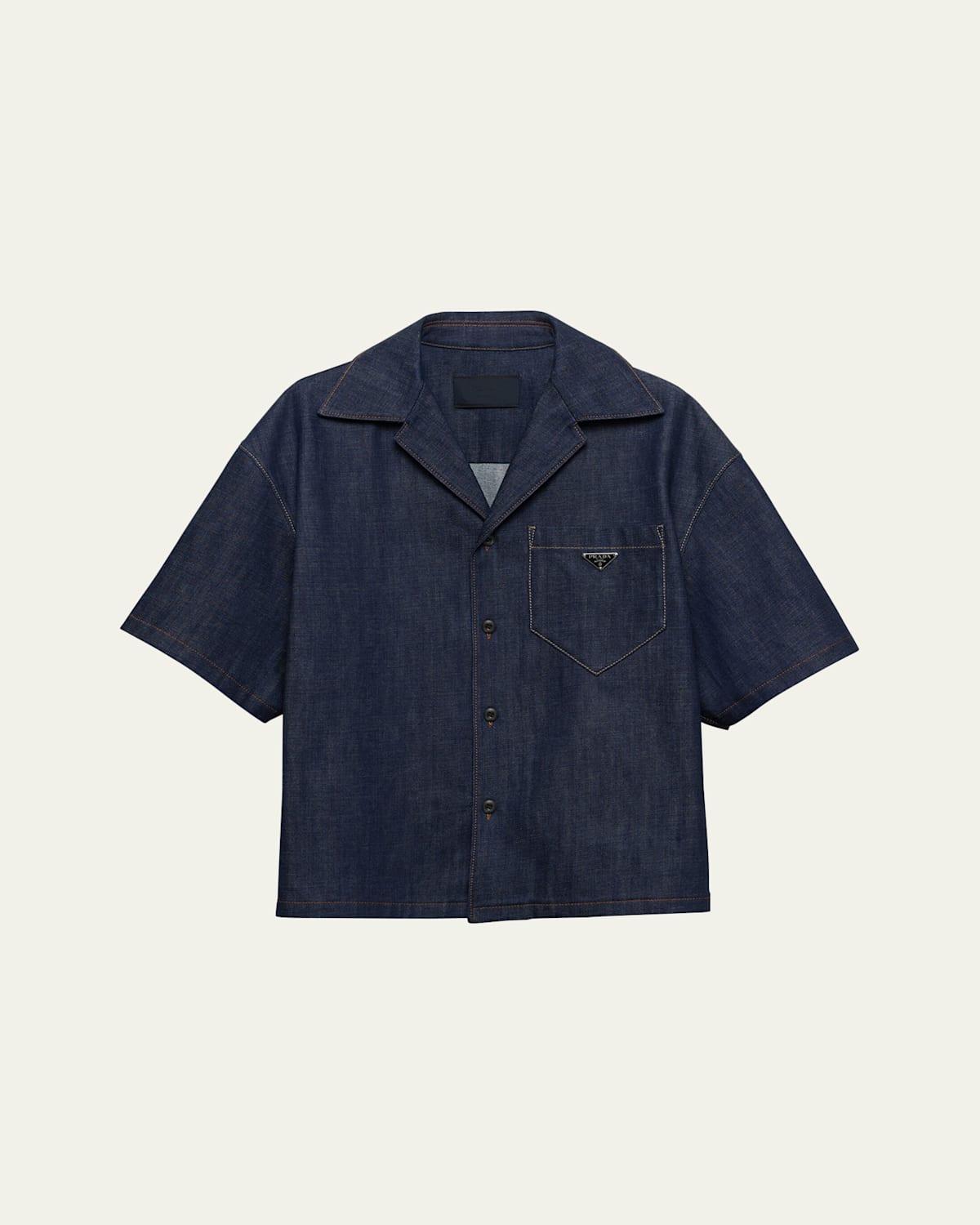 Mens Short-Sleeved Selvedge Denim Shirt Product Image