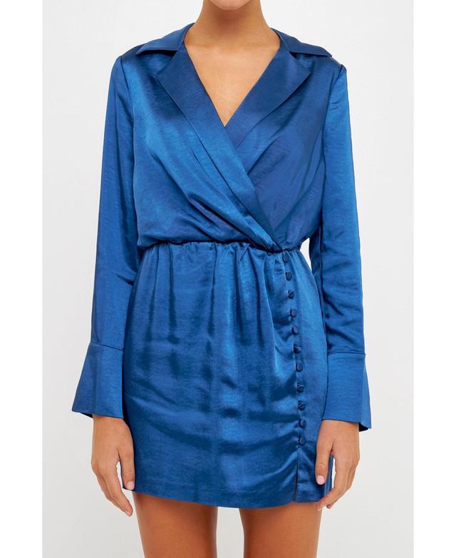 Womens Long Sleeve Satin Mini Dress Product Image