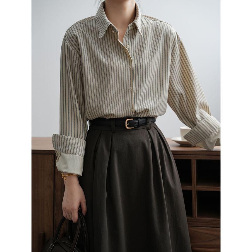 Long-Sleeve Striped Shirt Product Image