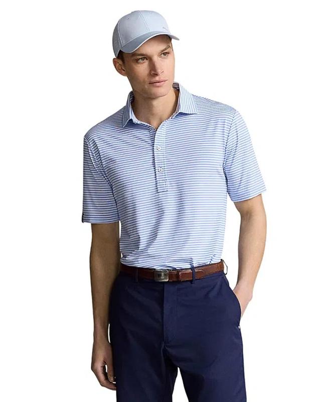 Stretch Jersey Classic Fit Polo Shirt In Blue/white Product Image