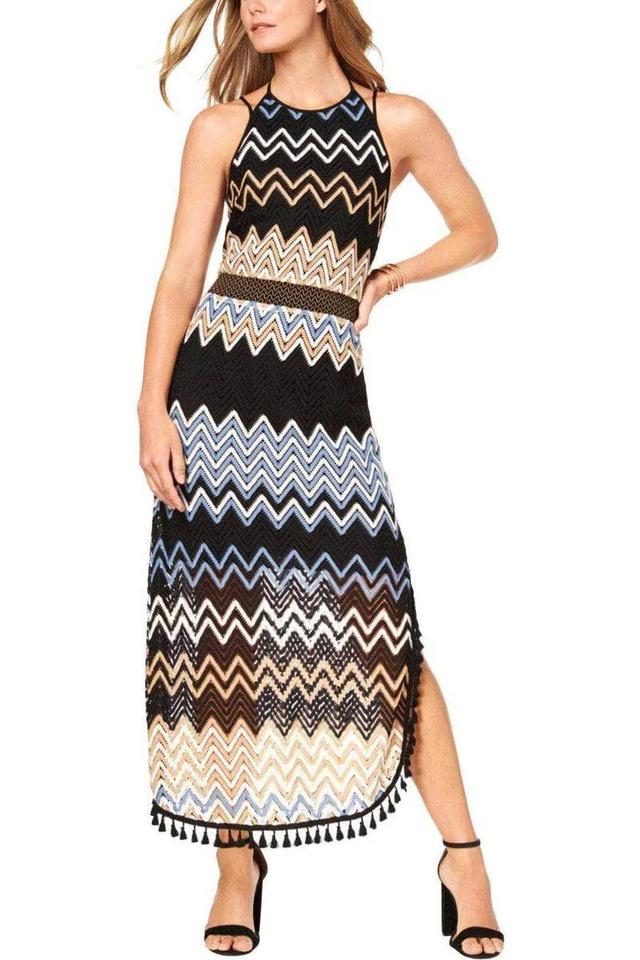 Maxi Dress with Halter Neck Chevron Print Product Image