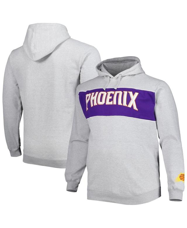 Mens Fanatics Heather Gray Phoenix Suns Big and Tall Wordmark Pullover Hoodie Product Image