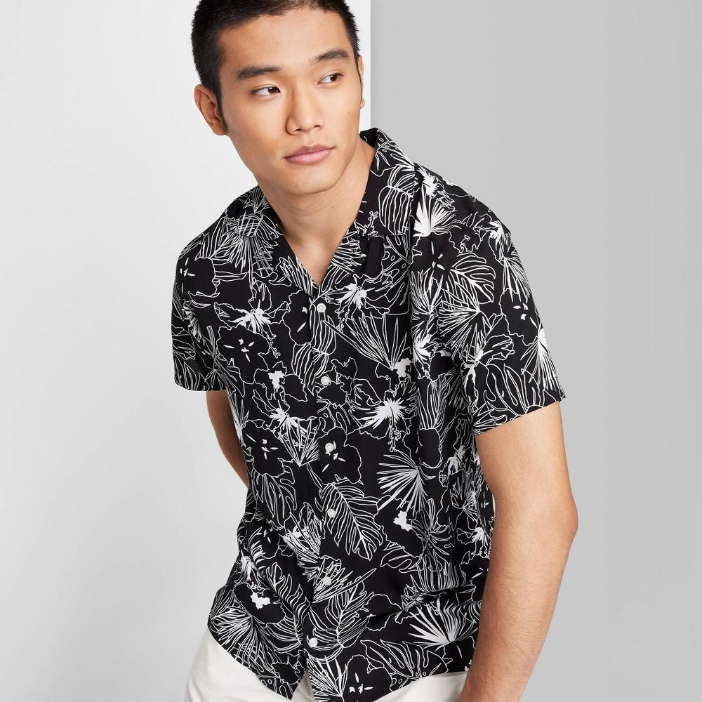 Mens Short Sleeve Collared Button-Down Shirt - Original Use Black Product Image