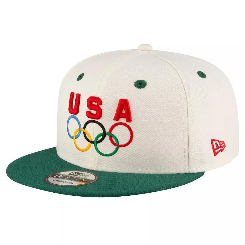 Mens New Era Cream/Hunter Green Team USA Chrome 9FIFTY Snapback Hat Product Image