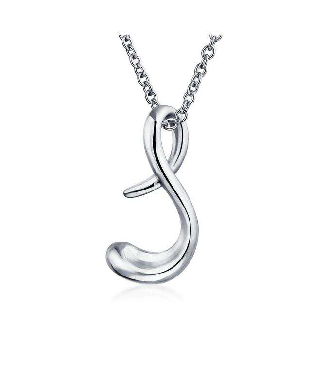 Bling Jewelry Letter S Cursive Alphabet Script Initial Pendant Necklace For Women Sterling Silver 18 Inches Product Image