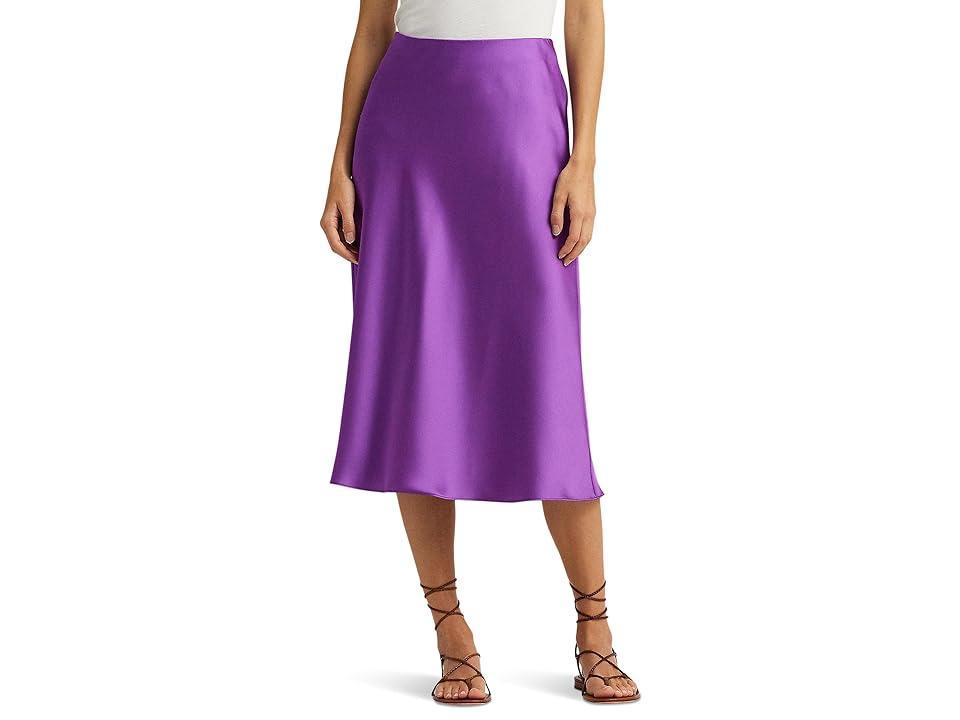 LAUREN Ralph Lauren Satin Charmeuse Midi Skirt (Purple Jasper) Women's Skirt Product Image