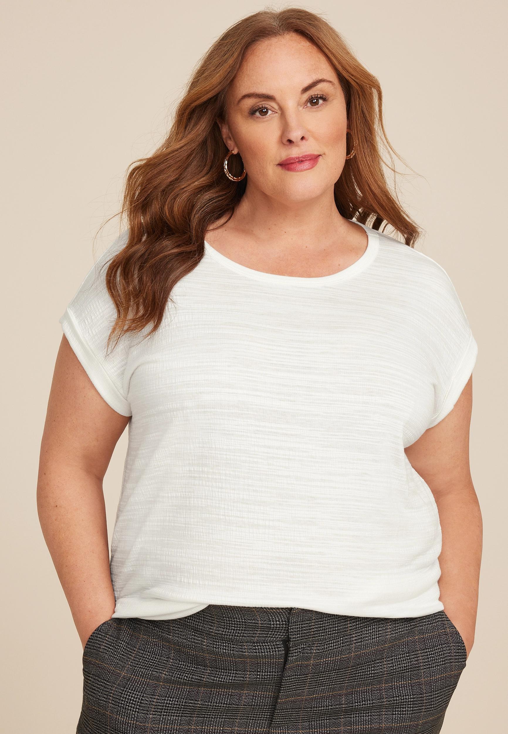 Maurices 0X Plus Size Womens 24/7 Clara Textured Short Sleeve Tee Product Image