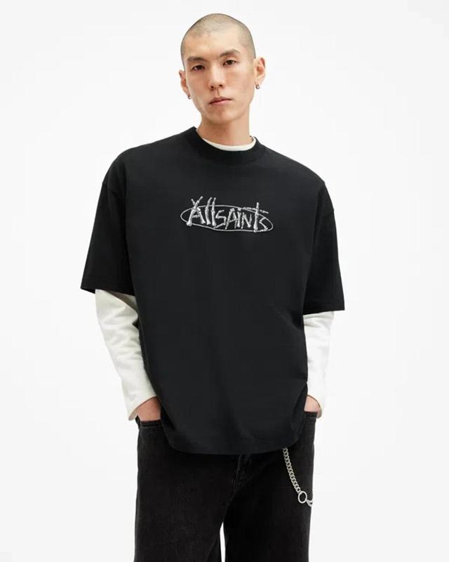 Sternum Oversized Crew Neck T-shirt In Washed Black Product Image