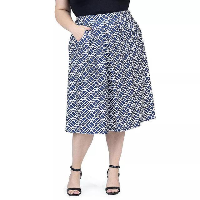 Plus Size 24Seven Comfort Pleated Knee Length Pocket Skirt, Womens Blue Team Product Image