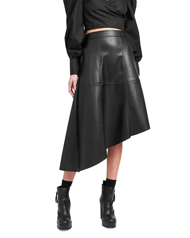 En Saison Faux Leather Asymmetric Midi Skirt product image