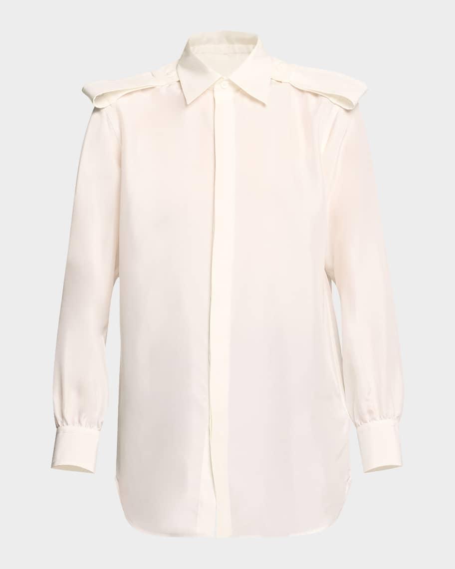 Button-Front Shirt with Belted Shoulders Product Image