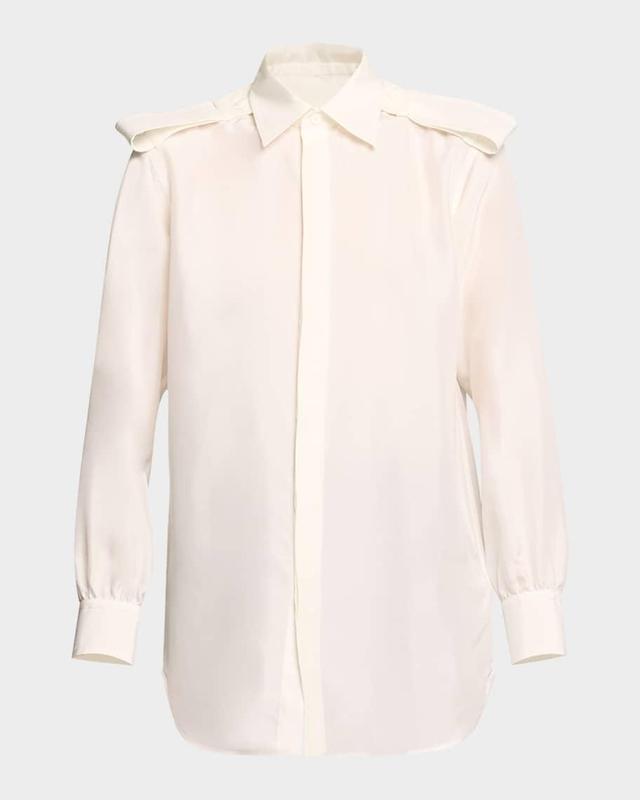 Button-Front Shirt with Belted Shoulders Product Image