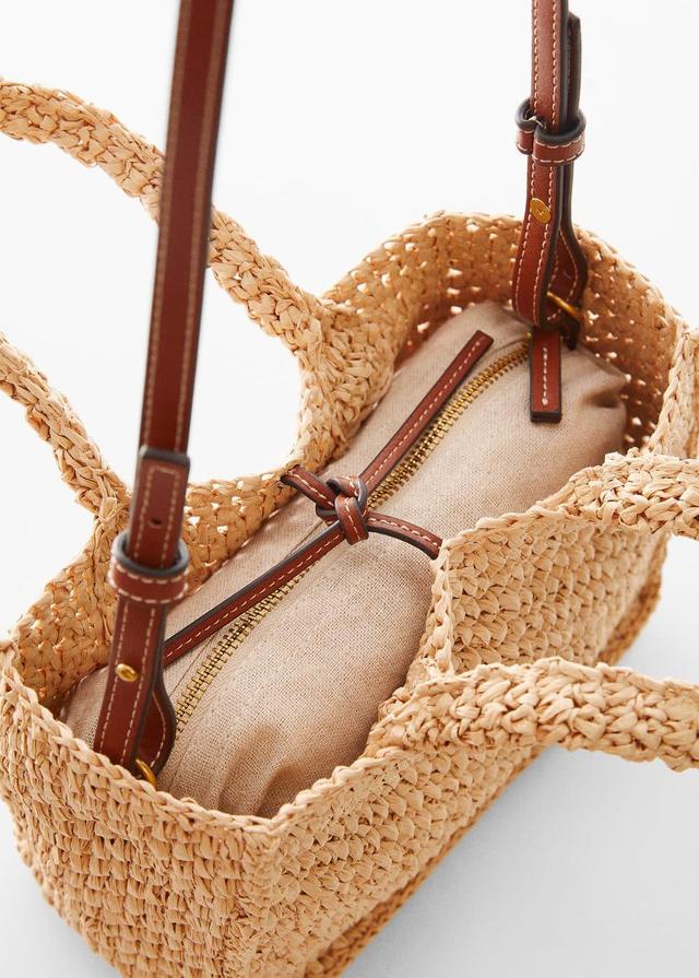 MANGO - Raffia-effect shoulder bag - One size - Women Product Image