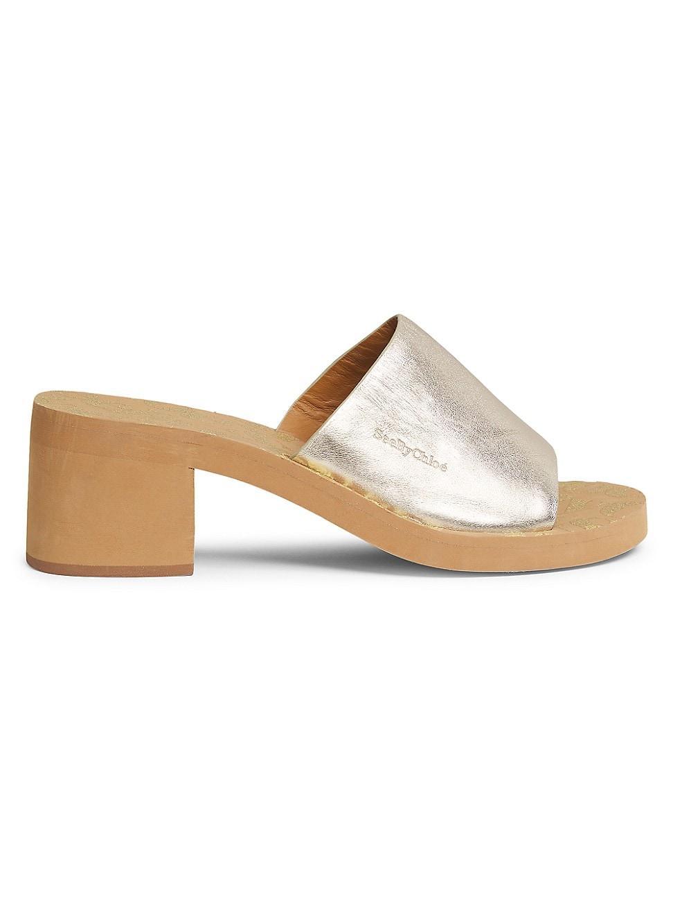 Womens Essie 50MM Leather Slides Product Image