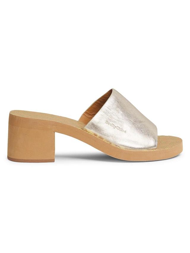 See by Chloe Essie Metallic Slide Sandals - Size: 9B / 39EU - LIGHT GOLD Product Image
