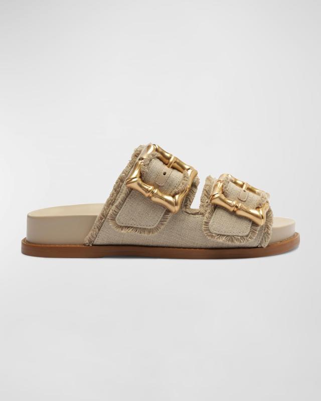 Enola Frayed Dual-Buckle Slide Sandals Product Image